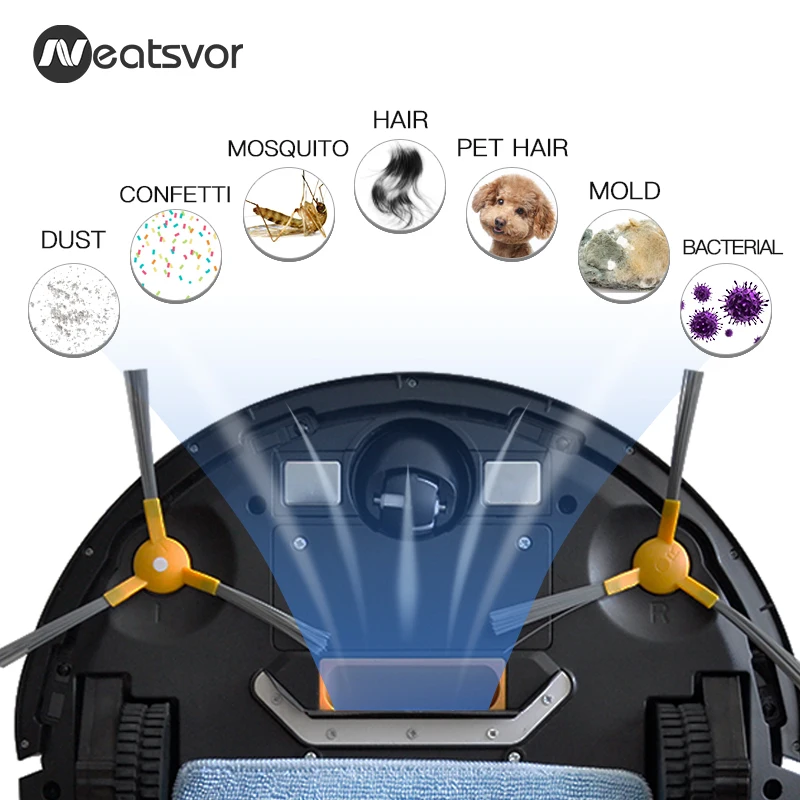 NEATSVOR V392 коричневый робот-пылесос для уборки и влажной уборки пола, приложение для управления картой навигации, планируемый Автоматический робот-зарядка 1800PA