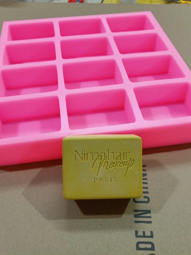 12 Cavities Custom Rectangle Bar Soap Mold Custom Silicone Mold With Brand  Logo for Natural Soap