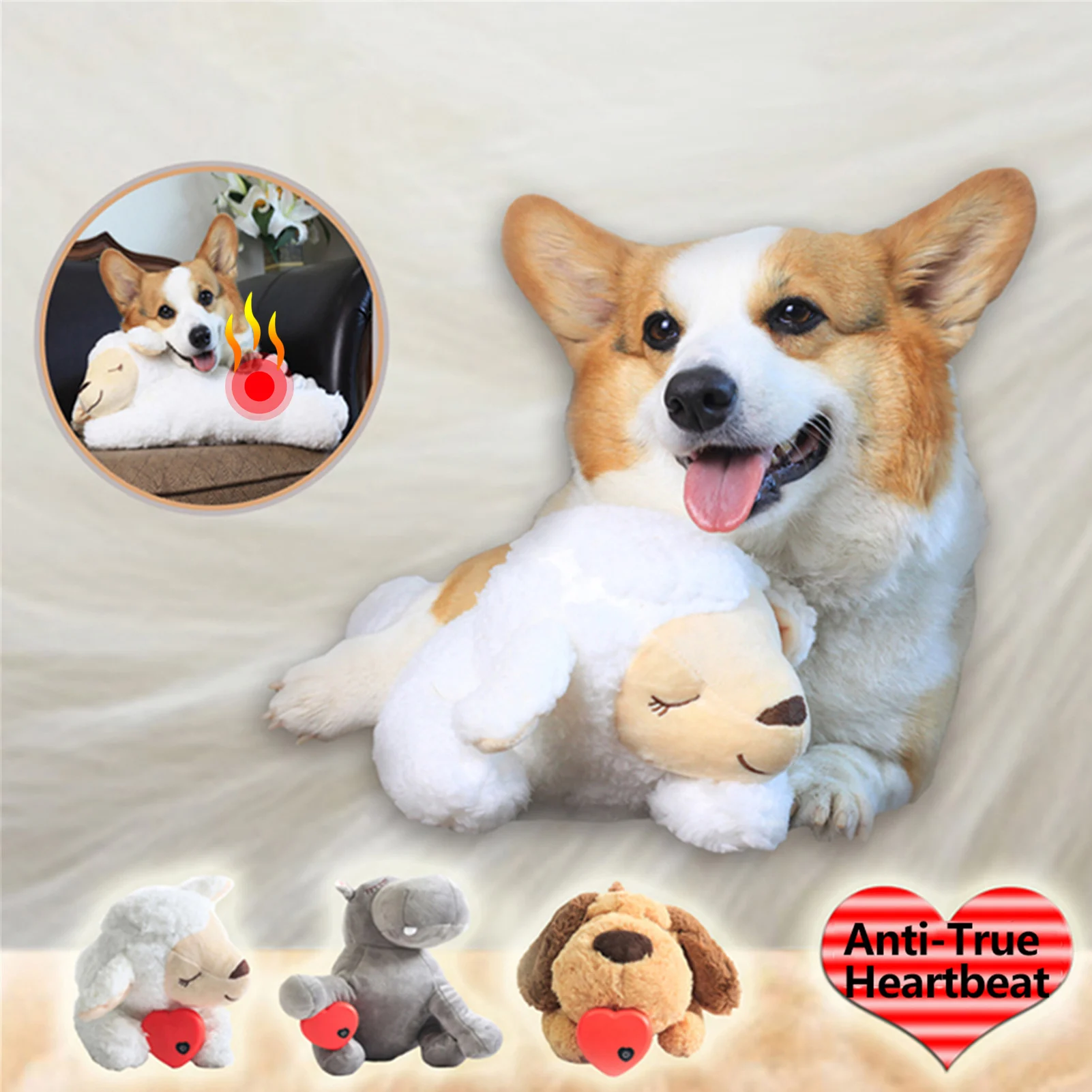 Heartbeat Plush Dog Toy - Actual feel Heartbeat Helps for Dog Anxiety  Relief and Calming Aid - Stuffed Dog Toys With 2 Disposable Heat Packs -  Comfort Toy for Puppy Dogs Cats