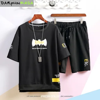 

Men's set 2020 Summer tracksuit Men's clothing Ropa Casual Print Cotton Sweatshirt Two Piece suit Men's T-Shirts+Men's Shorts
