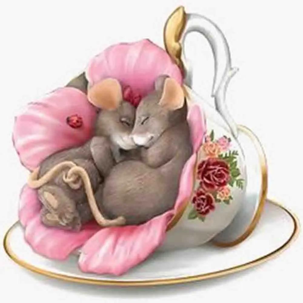 Diamond Painting Cup and Mouse 5D DIY Decor For Home Rhinestones Needlework Embroidery Picture Mosaic Cross stitch gift | Дом и сад