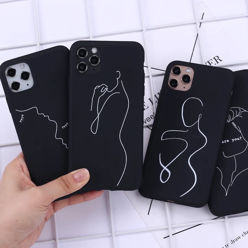 Elegant Beauty Curved Line Phone Cover For iPhone 11 Pro Max X XS XR 7 8 7Plus 8Plus 6S SE Soft Silicone Candy Case Fundas | Мобильные