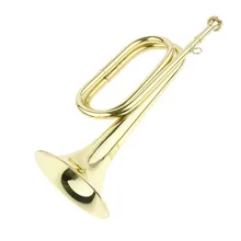 Brass Cavalry Trumpet Bugle for Scouting Marching Band, Golden