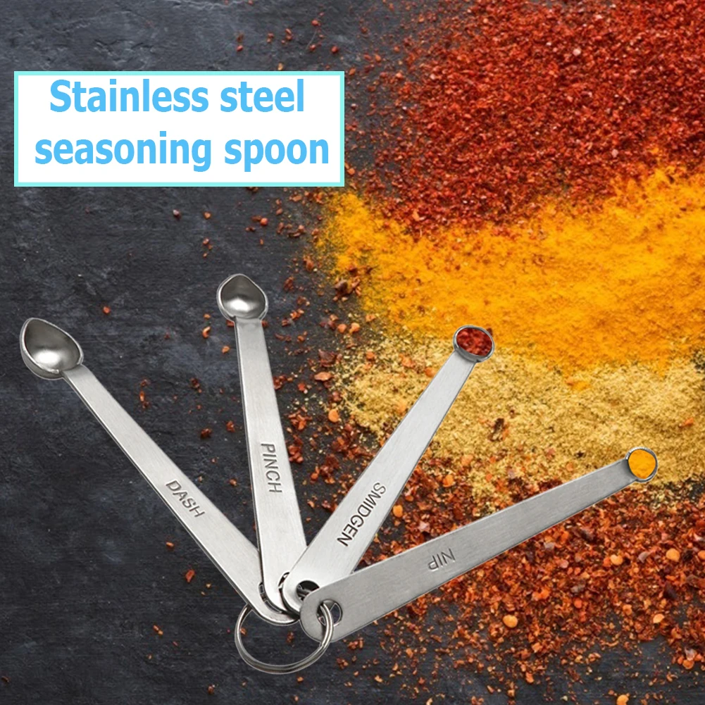 4pcs/set Kitchen Measuring Spoon Stainless Steel Spice Spoons Baking Cooking Measuring Tool Kitchen Spoons Tools