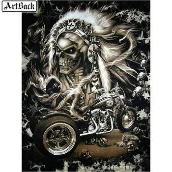 

Needlework Diamond Painting Skull Motorcycle 5d Diamond Mosaic Landscape Diamond Embroidery Decoration Crafts