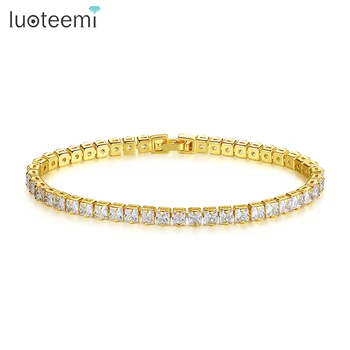 

LUOTEEMI New Mosaic Cubic Zirconia Tennis Bracelet & Bangles for Women Fashion Jewelry Pulseras Mujer Christmas Gift