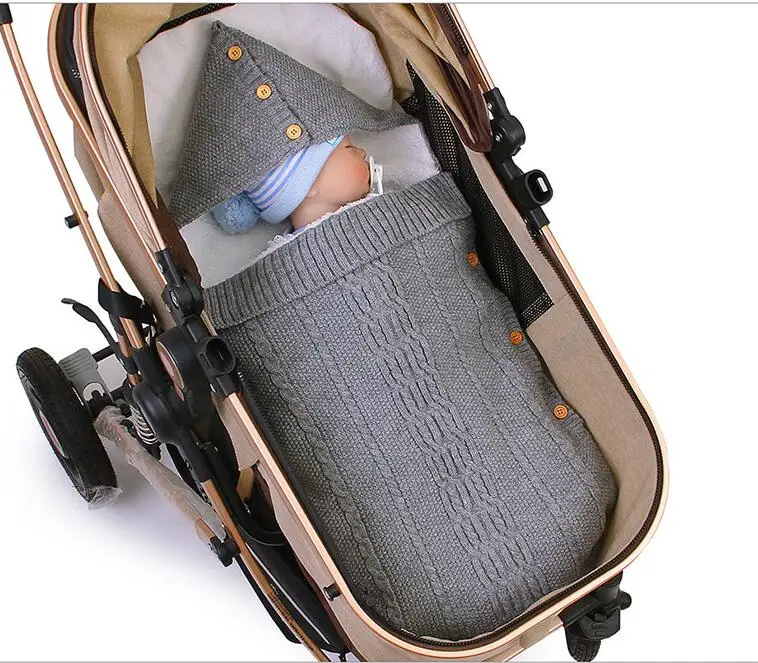 Winter Envelope for Newborn Baby Sleeping Bags Warm Infant Stroller Sleep Sack Cable Knitted Toddler Outdoor Swaddle Wrap for boys and girls Winter Envelope for Newborn Baby Sleeping Bags Warm Infant Stroller Sleep Sack Cable Knitted Toddler Outdoor Swaddle Wrap for boys and girls