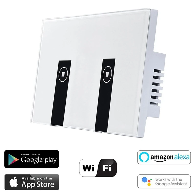 

WiFi Smart Light Switch, 2 Switches Touch Wall Plate Alexa Light Switch, In-Wall Wireless On/Off Wall Switch, Timing, Voice Ap