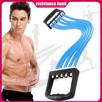

Adjustable 5-Tube Chest Expander Tensioner Portable Indoor sports Supply Fitness Resistance Elastic CableYoga Exercise Equipment