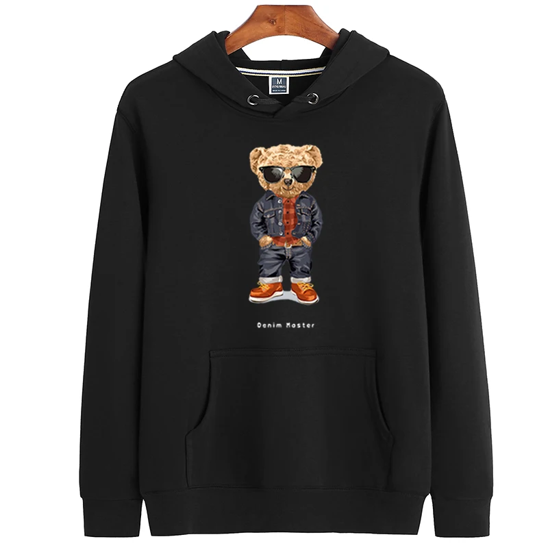 Fashion Creative Gentleman Teddy Bear Sweatshirt Autumn/Winter Thickening Plus-size Men and Women Hoodies Lovers Hoodie S-4XL trendy hoodies for women