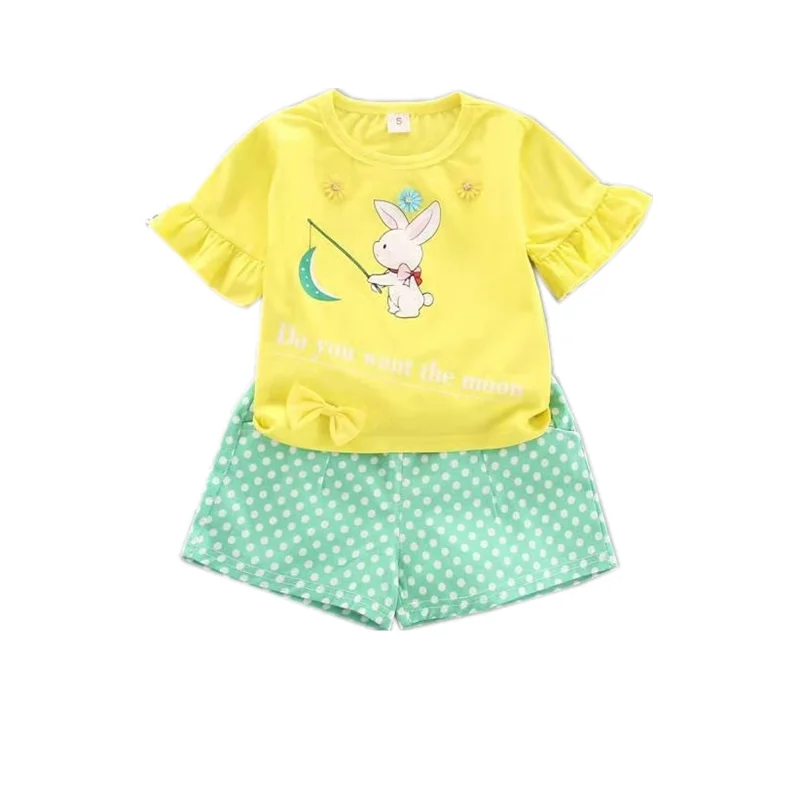 

New Summer Baby Girls Clothing Children Cartoon Pattern T Shirt Shorts 2Pcs/sets Toddler Casual Clothes Suit Kids Outing Costume
