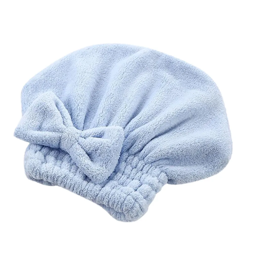 Новейшая микрофибра после душа для сушки волос, обертывание для женщин, девушек, Дамское полотенце, быстросохнущая шапка для волос, шапка-тюрбан, повязка на голову, купальные инструменты - Цвет: Синий