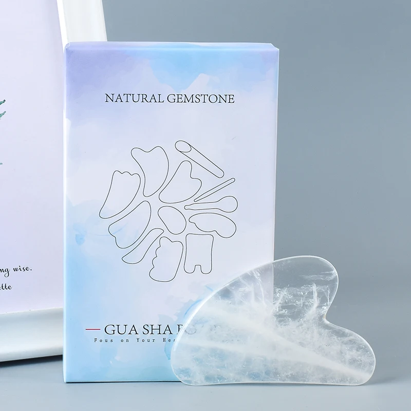 

Crystal Quartz Gua Sha Scraper Natural Jade Face Massage Foot Back Head Acupuntura Massager Stone Therapy Health Care Portable