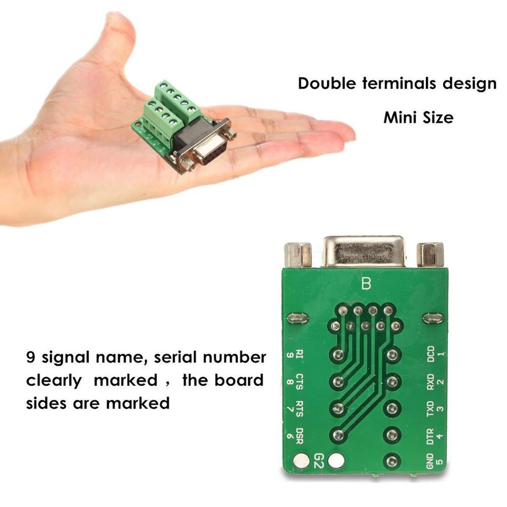 DB9 9-pin Female Adapter RS-232 Serial Port Interface Breakout Board Connector