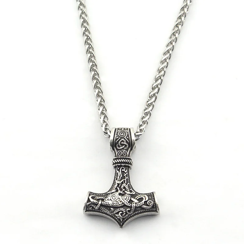 Colliers Viking Vintage rétro nordique Punk Rock Thor Mjolnir, pendentif marteau Rune scandinave, amulette nordique, bijoux