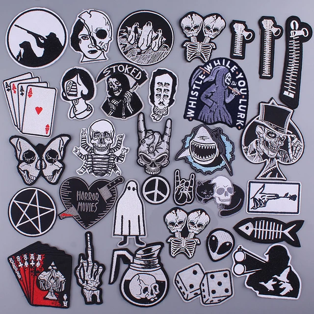 Iron On Patch Punk Patches For Clothing DIY Punk Clothing Stripes Ban  photography aliens Patch Embroidered