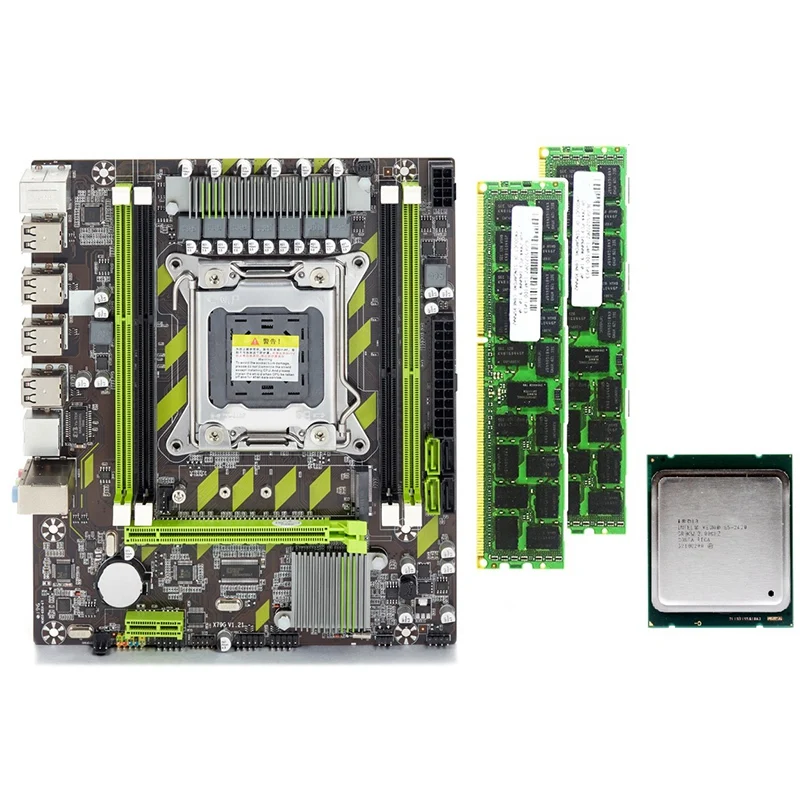X79 X79G материнская плата с LGA2011 Combos Xeon E5 2620 CPU 2 шт. x 4 ГБ = 8 Гб памяти DDR3 RAM 1333 МГц PC3