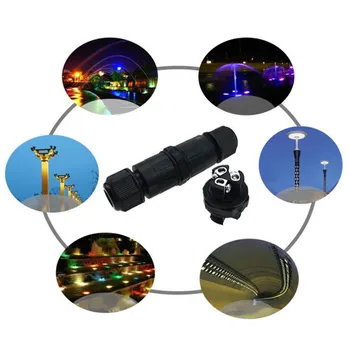 

Black Outdoor Cable Waterproof Connector Electrical Screw Type Power Cable Junction Box Outdoor Led Lamp Waterproof Connector