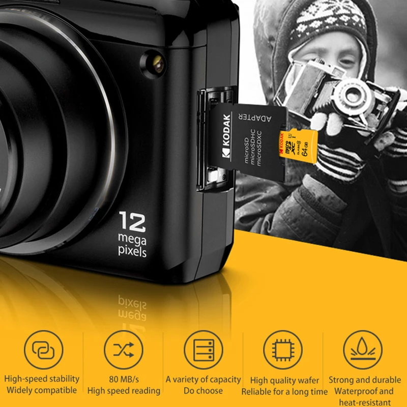 Флэш карта памяти KODAK U1 128 ГБ 64 32 16 Micro SD высокоскоростная TF/SD класса 10 памяти|Карты