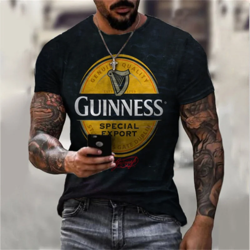 Летняя мужская повседневная модная футболка Guinness 2021 крутая легкая облегающая