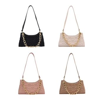 

Fashion Lattice Pattern Handbag PU Leather Portable Women Small Chain Underarm Shoulder Bags Female Street Travel Totes