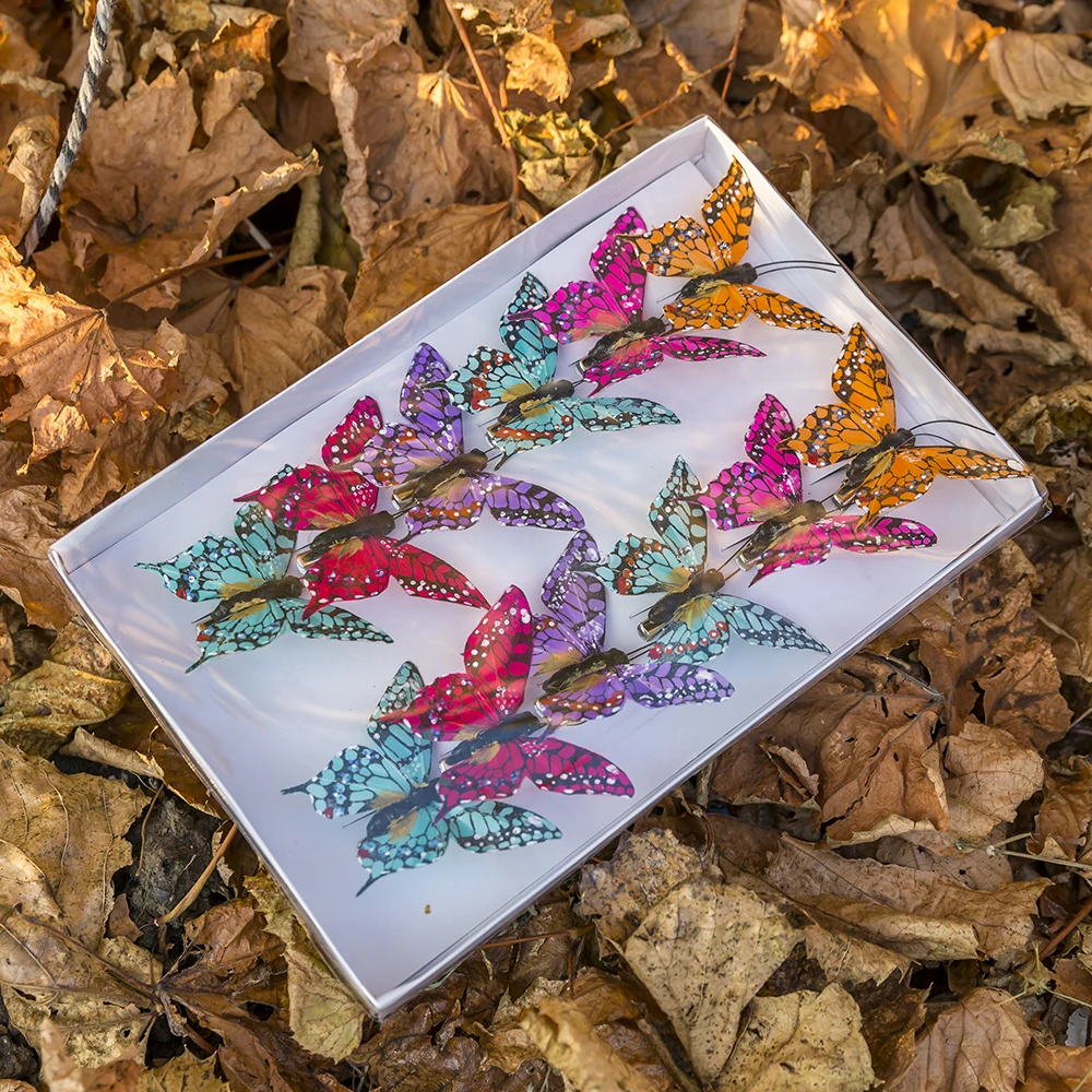 Simulacióncon Plumas Pintadas Decorazione Di Mariposas Pila Decorazione Di Terraza E Talcón Decorazione Del Giardino Farfalla