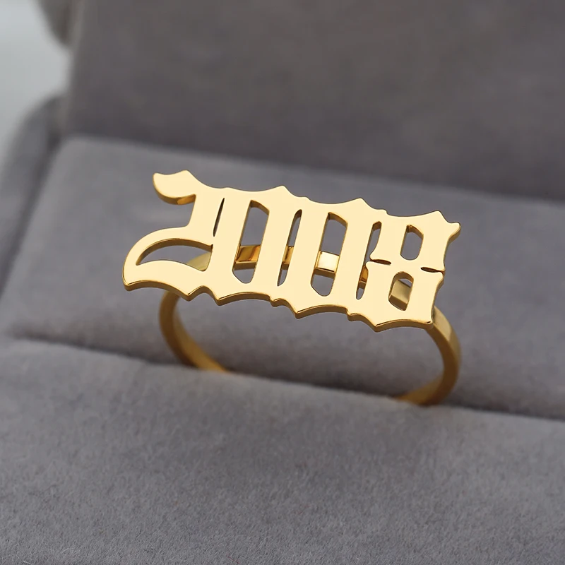 

Stainless Steel Year Number Female Ring Rose Gold Silver Open Women Rings For Engagement Wedding Anniversary Fashion Jewelry
