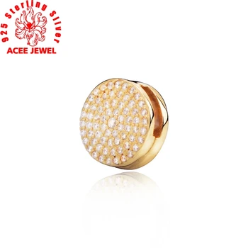 

Fashion 925 Sterling Silver Beads Dazzling Round Clips Charms fit Original Pandora Reflexions Bracelets Women DIY Jewelry