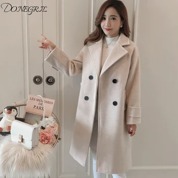 

2020 Autumn and winter new Korean version of the thick woolen coat in the long paragraph loose large size women's woolen coat