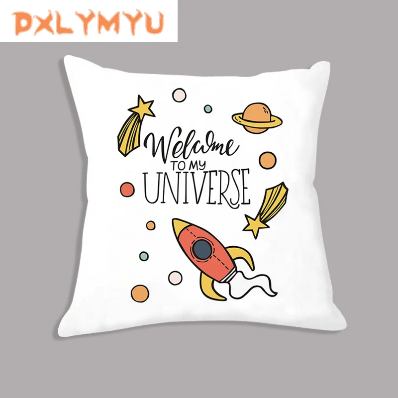 

Simple Cute Cartoon Phrase Printed Cushion cover 45x45cm Throw Pillow Case Kids Cushion Cover For Sofa/Home Decor Pillowcase