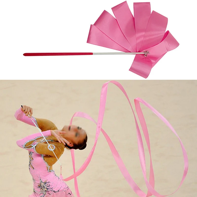 SunnyClover Gymnastic Ribbons Rhythmic Dance Streamer Rod Baton Twirling Ribbon with Comfy Handle Dance Ribbon for Artistic Dancing,Gymnastic,Training 1 Pcs