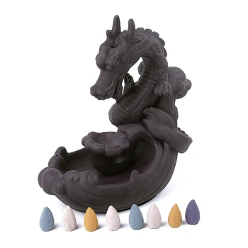 

Waterfall Porcelain Backflow Ceramic Cone Incense Burner Holder + 50 Cones Set