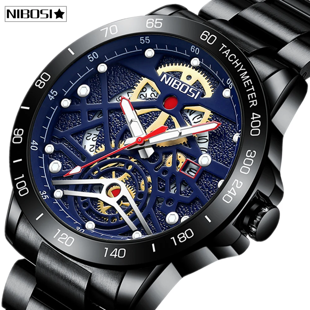 

NIBOSI Men Watches Top Brand Luxury Fashion Sport Waterproof Chronograph Male Clock Stainless Steel Wristwatch Relogio Masculino
