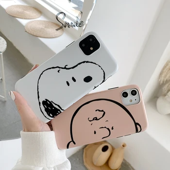 

Cute PEANUTS Charlie dog Phone Case For Iphone11case Cartoon Matte IMD backcover For iphone11pro max 7 8 Plus X Xs Xr Max funda