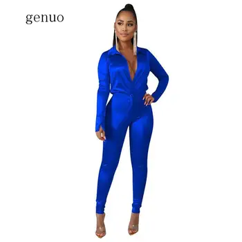 

Causal Solid Two Piece Set Autumn Clothes For Women V Neck Long Sleeve Crop Tops And Skinny Pants Plus Size 2 Piece Track Suit