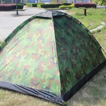 

1set Ultraviolet-Proof Camping Tent with storage bag Polyester1-4Person Hiking Bed Camouflage Tent for Outdoor Hiking Traveling
