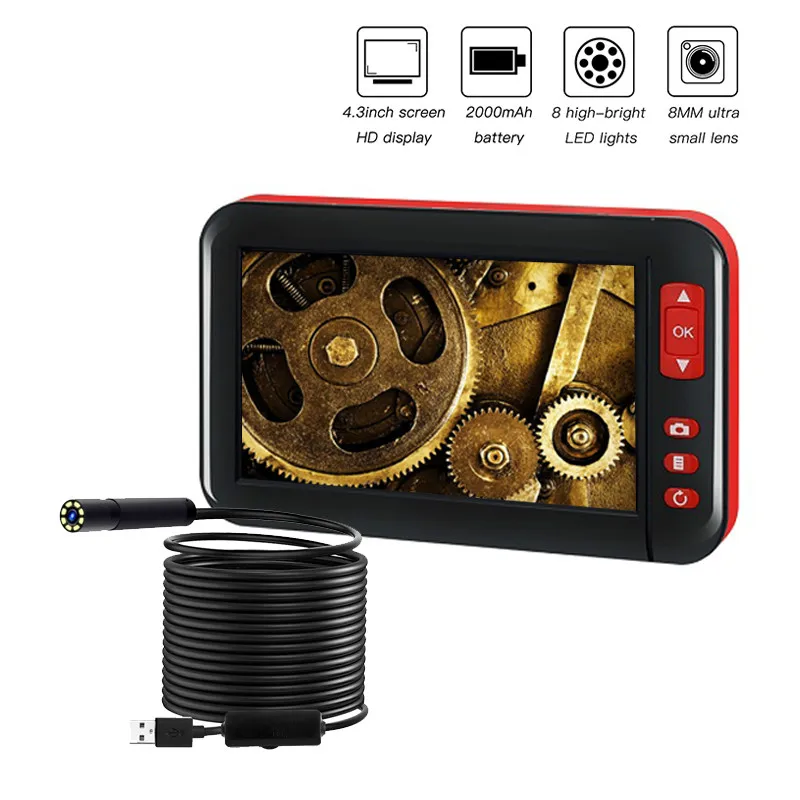 

F200 HD1080P 8MM Lens Screen inspection endoscope camera waterproof borescope 4.3 inch HD TFT IPS Screen camera Car Monitor