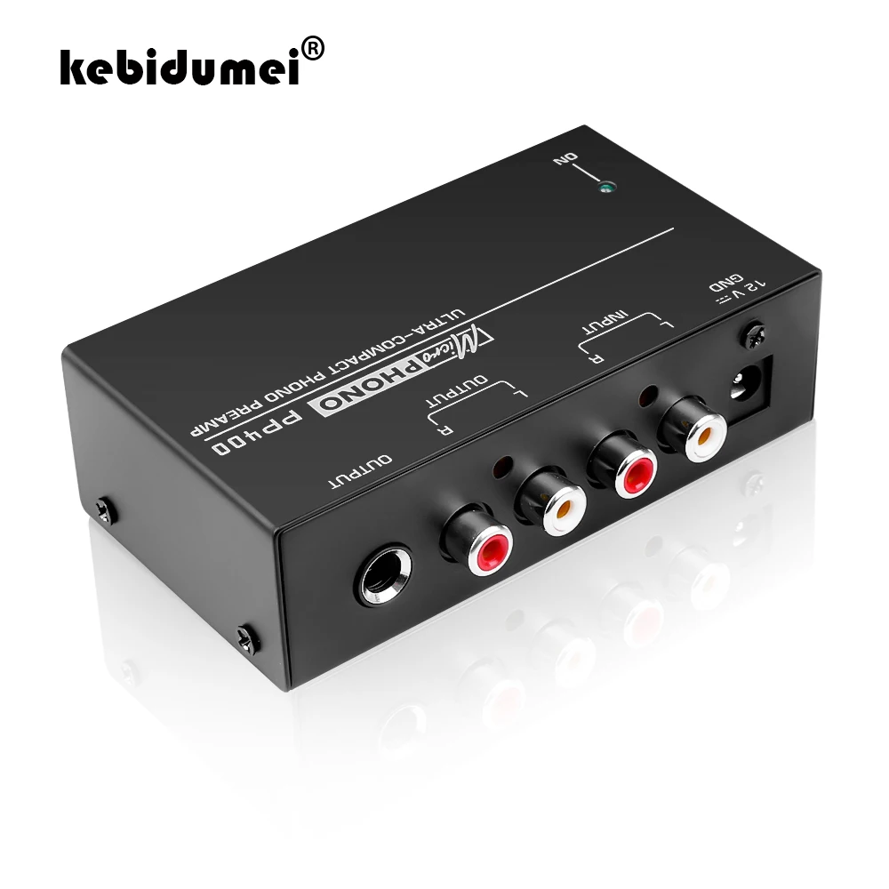 Kebidumei ultra-compacto phono preamplificador com rca 1/4 Polegada suporte trs interfaces preamplificador phono preamp pp400