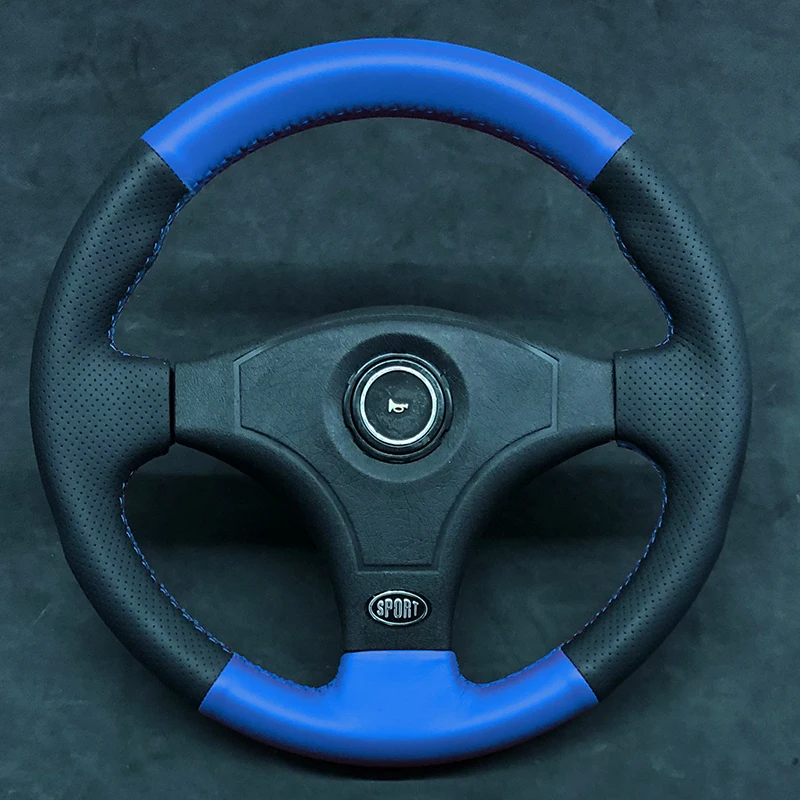 Оплетка на руль для Lada Grand Victoria, Лада, ВАЗ чехол на руль funda volante - Название цвета: Blue stitch
