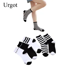 Urgot/5 пар женских носков новые женские длинные хлопковые носки в черно-белую полоску женские носки осень-зима классические универсальные