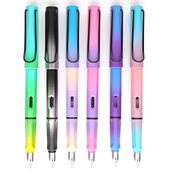 Stylo à encre de couleur dégradée arc en ciel, 0.5mm, pour écriture et calligraphie, fournitures scolaires et de bureau, Kawaii, nouvelle collection 