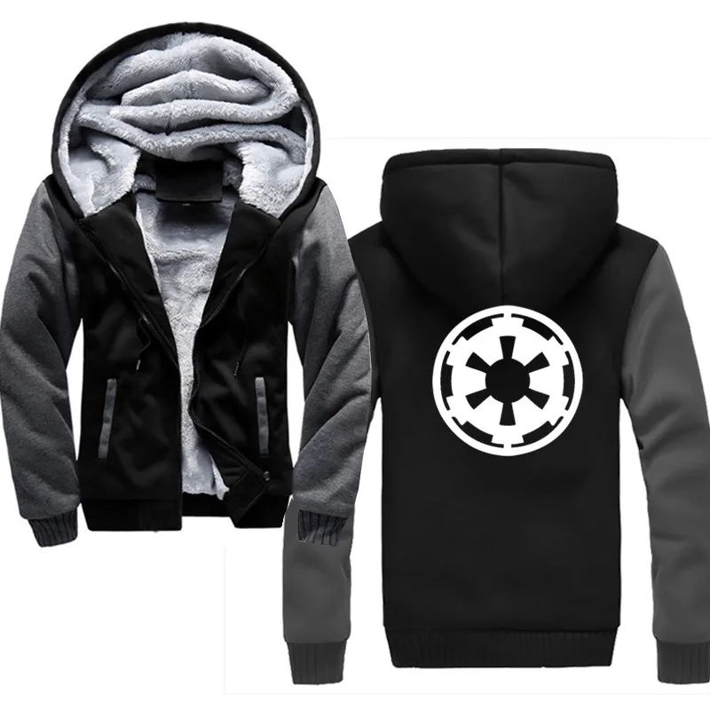 Толстовки Star Wars толстовки для мужчин зимние толстые флисовые пальто на молнии для мужчин теплый спортивный топ с длинными рукавами Толстовка Одежда - Цвет: dark grey