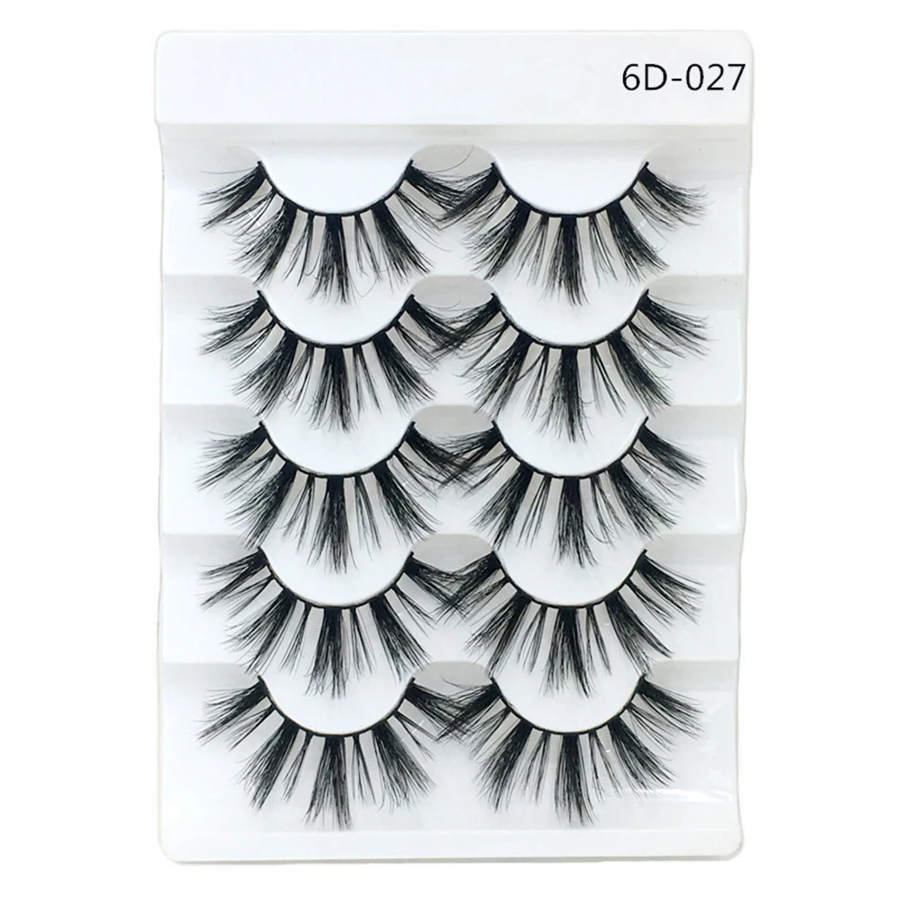 5 пар 2 стиля 3D Искусственные норковые волосы мягкие Накладные ресницы пушистые тонкие толстые ресницы ручной работы мягкие средства для макияжа - Цвет: 6D027