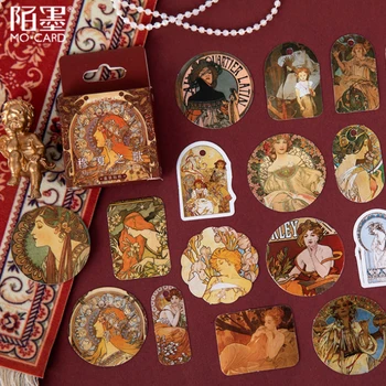 

20packs Vintage Boxed Stickers Woman in oil painting DIY Decoration Sticker Flakes Scrapbooking Gift Girl School Supplies