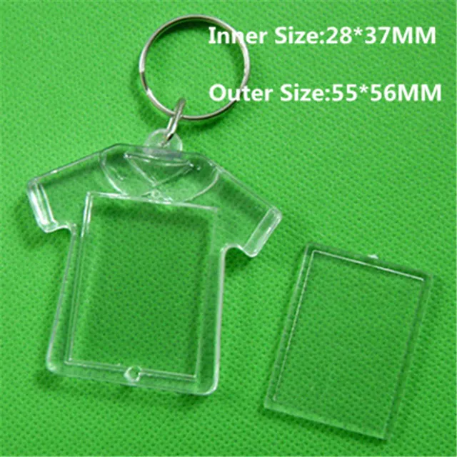 100 pz rettangolo trasparente portachiavi vuoto acrilico inserto foto portachiavi cornice portachiavi portachiavi fai da te anello diviso portachiavi