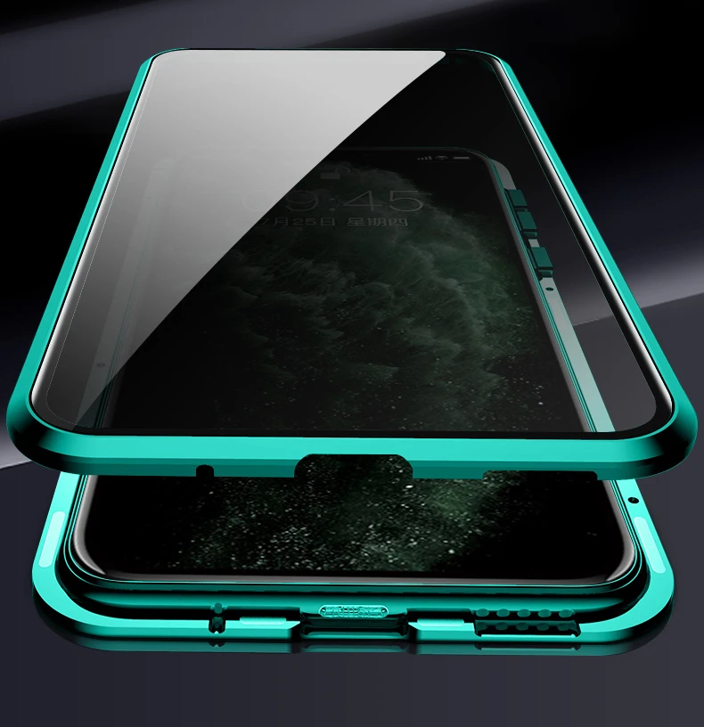Anti-peeping Magnetic Tempered Glass Cases for iPhone 11 12 13 Pro X XS MAX XR Case Privacy 360 Metal Bumper Cover Coque SE 2022 iphone 13 magnetic case