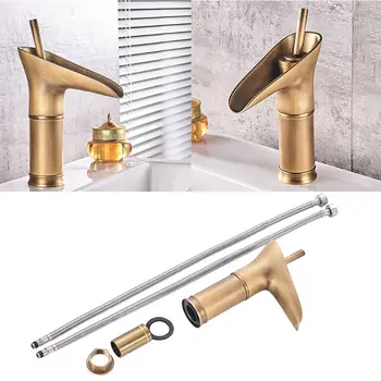 

Wine Glass Style Basin Faucet Tap Bronze Antique Single Handle Hole Deck Mounted Wash Hot Cold Mixer Bathroom Kitchen Sink