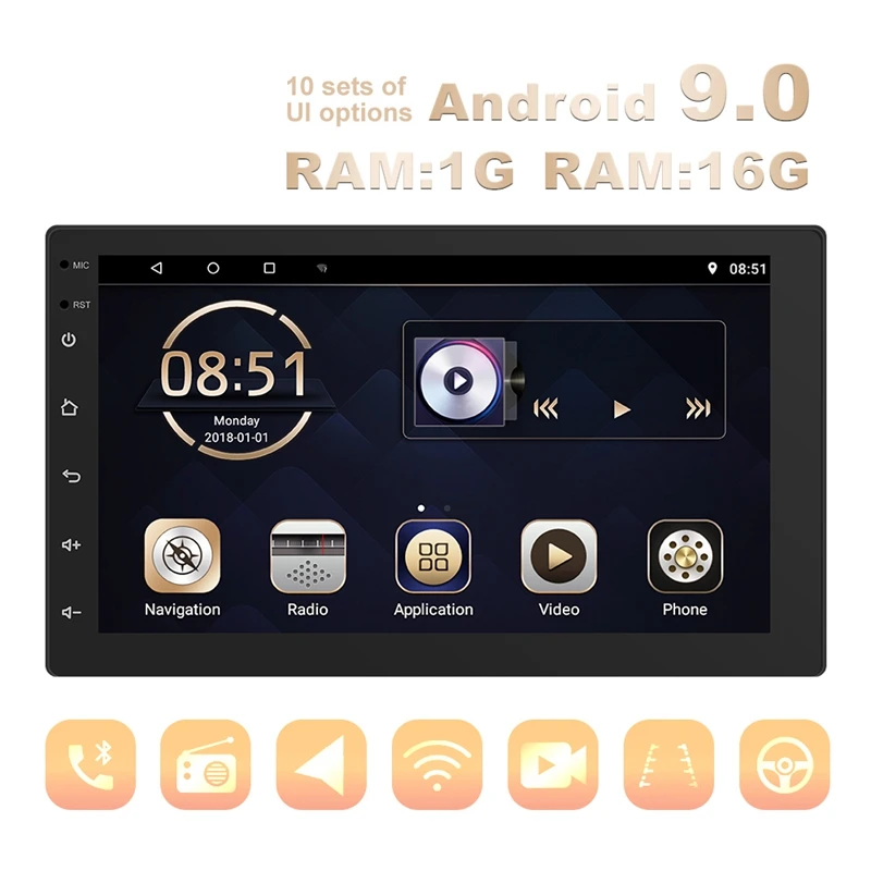 7Inch WIFI Car Stereo Android 9.0 MP5 Player Support GPS OBD 3 Screen Simultaneous Video with 12 LED Rear Camera | Автомобили и
