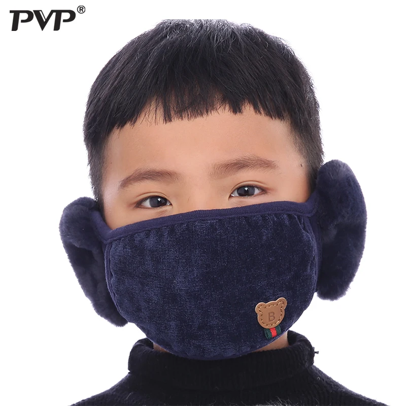 2019PVP Fashion Winter Warm 2 in 1 Mouth Mask Earmuffs Cartoon Dust and Wind Proof Cover Masks For Children