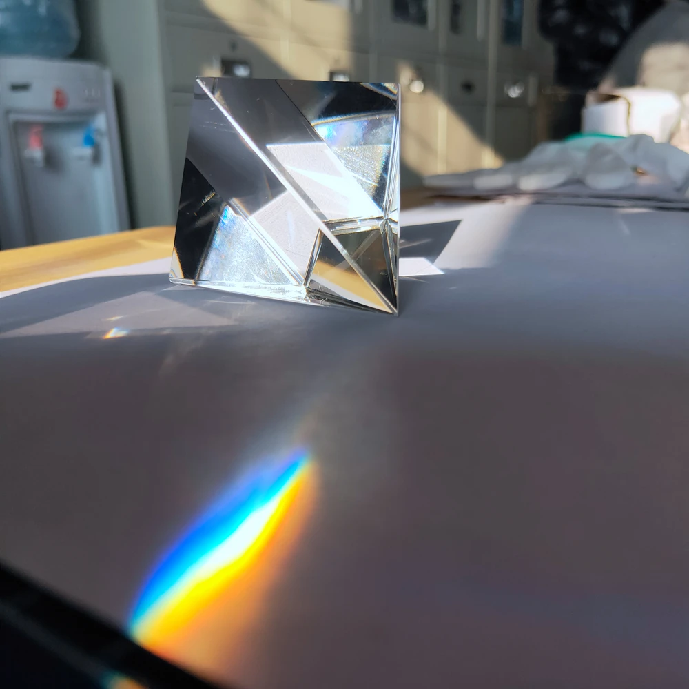 Rainbow Prism Optical Glass Crystal Pyramid 40mm Height Rectangular Pyramid Polyhedral Popularization Science Studying Student